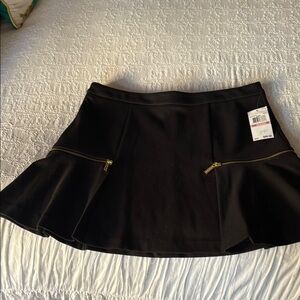 Black Mini Skater Skirt with Ruffled Bottom